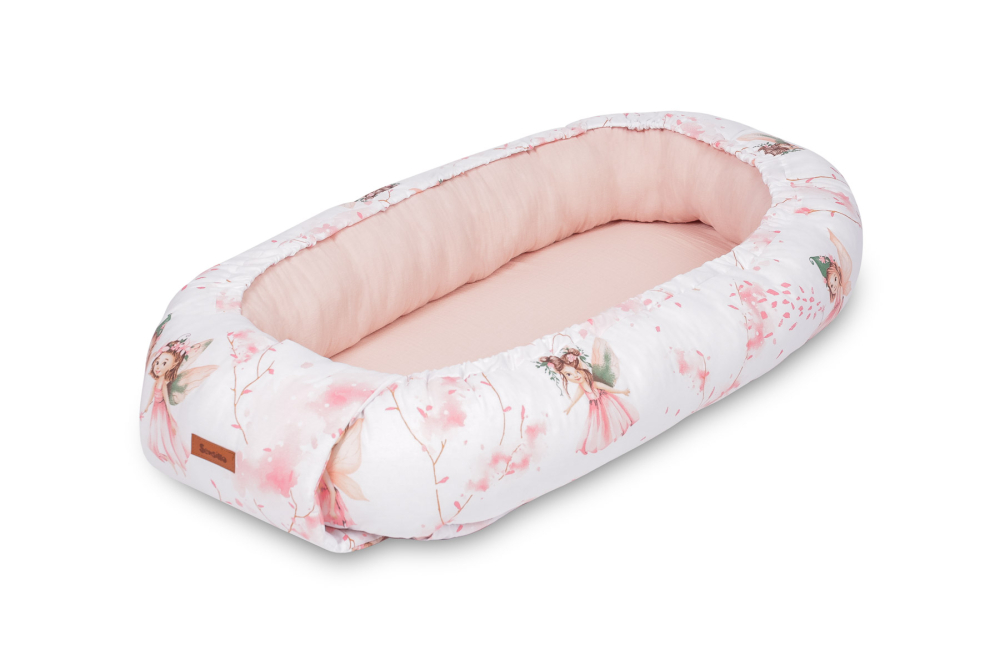 Cuib Bebelusi din Muselina BABY NEST Fairy Pink cu Pernuta [3]