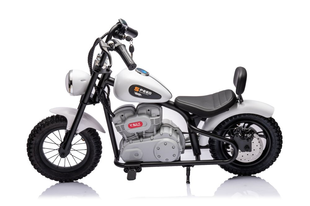 Motocicletă electrică A9902 Albă, 36V, motor 350W, roți pneumatice [4]
