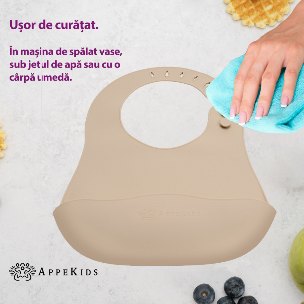 Baveta din silicon, AppeKids - Bej [3]