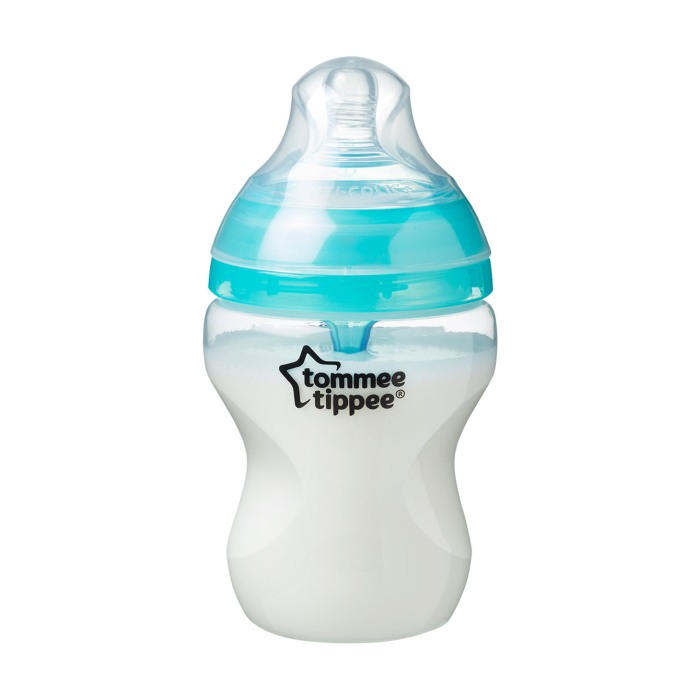 Biberon cu sistem de ventilatie TOMMEE TIPPEE Advanced, flux lent, 0 luni +, 260 ml, albastru - transparent [2]