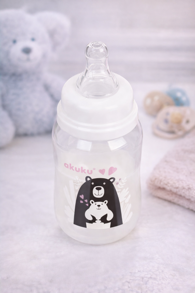 Biberon cu tetina din silicon Akuku, Ursuleț, 125 ml, 0+ [2]
