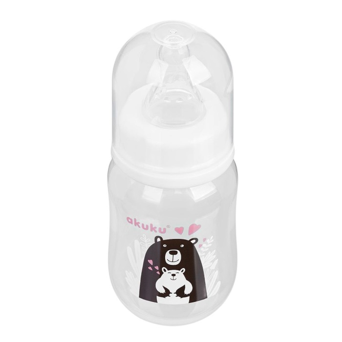 Biberon cu tetina din silicon Akuku, Ursuleț, 125 ml, 0+ [1]