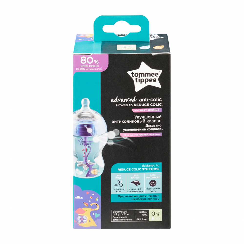Biberon Tommee Tippee, Antic-colic, cu sistem de ventilatie, albastru, 260 ml, +0 luni [3]