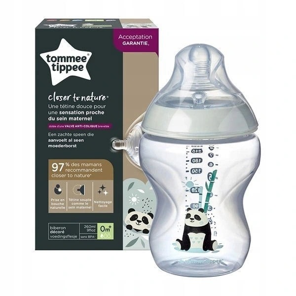 Biberon TOMMEE TIPPEE Panda 260ml - Flux Lent, Ideal pentru 0 Luni+ [1]