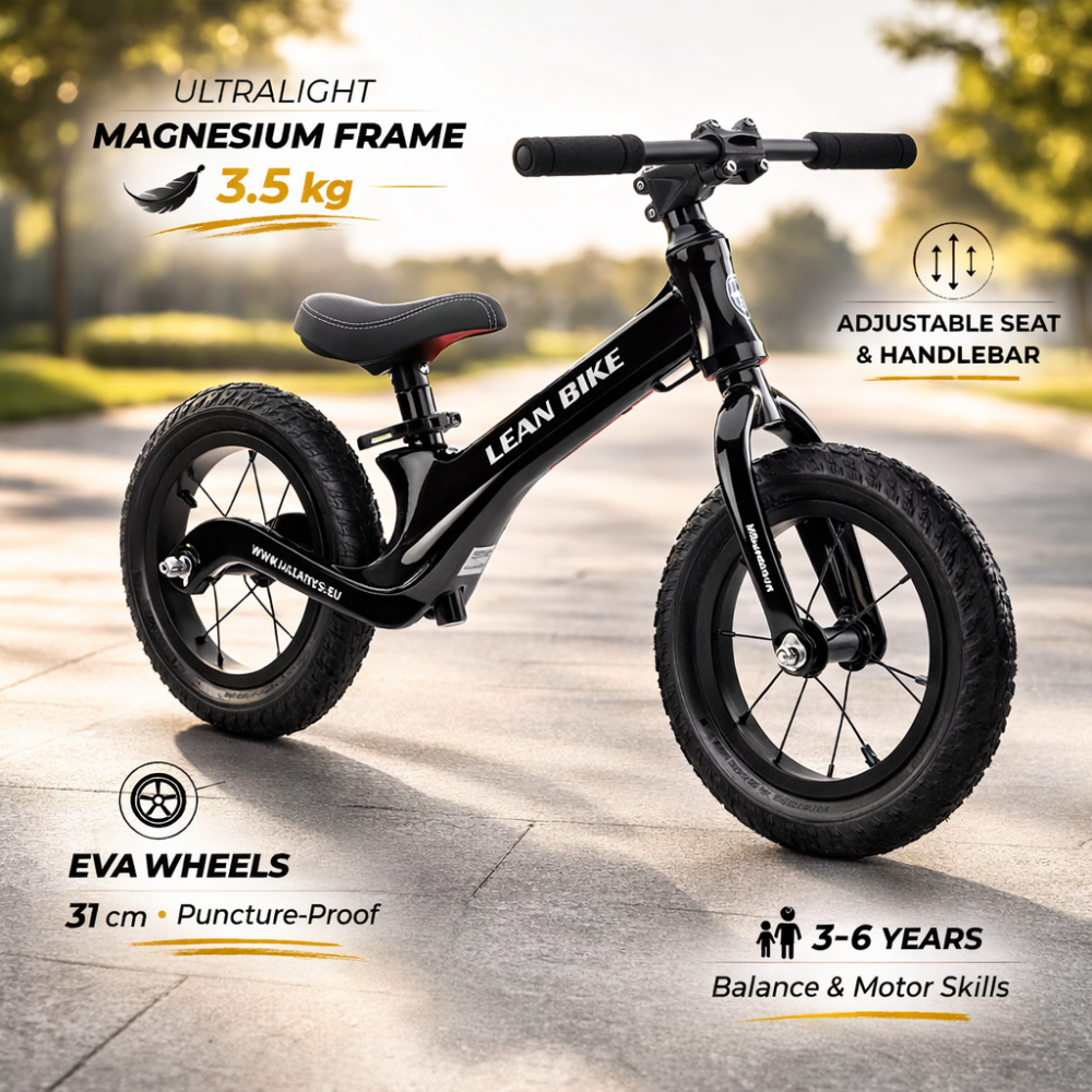 Bicicleta fara pedale MAGNEZIO RS cadru usor din magneziu negru [2]