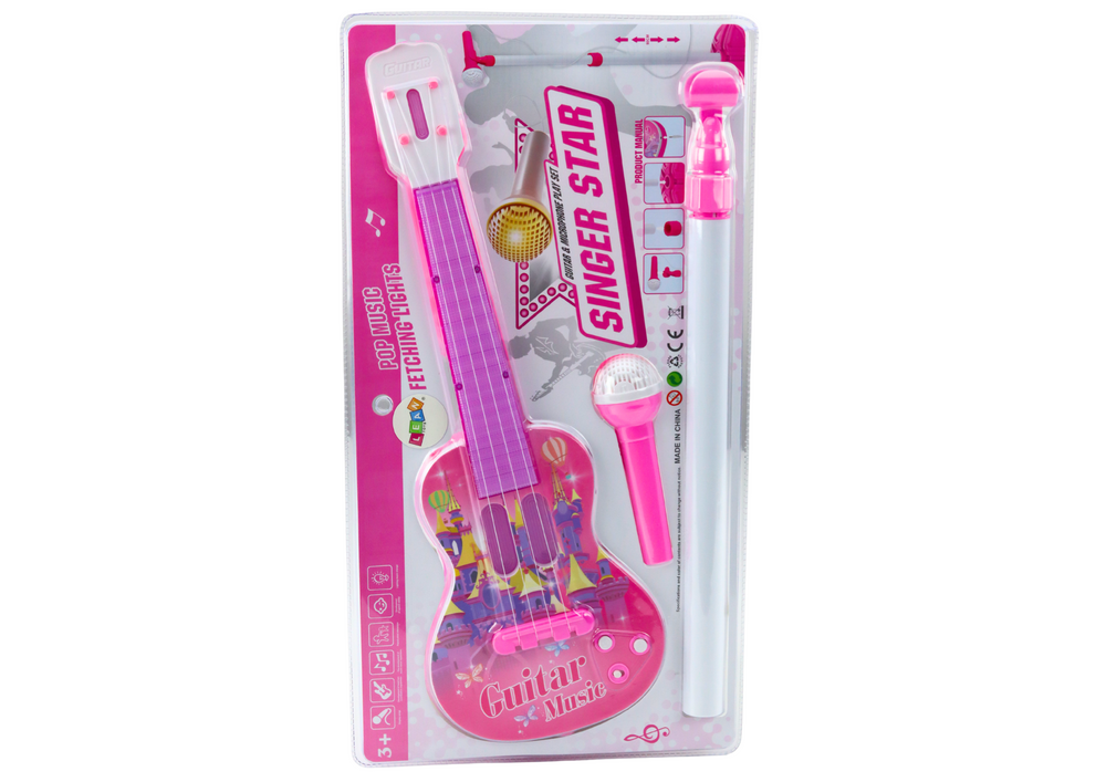 chitara-electrica-roz-microfon-stativ-copii-lumini-melodii-Bebelul [3]