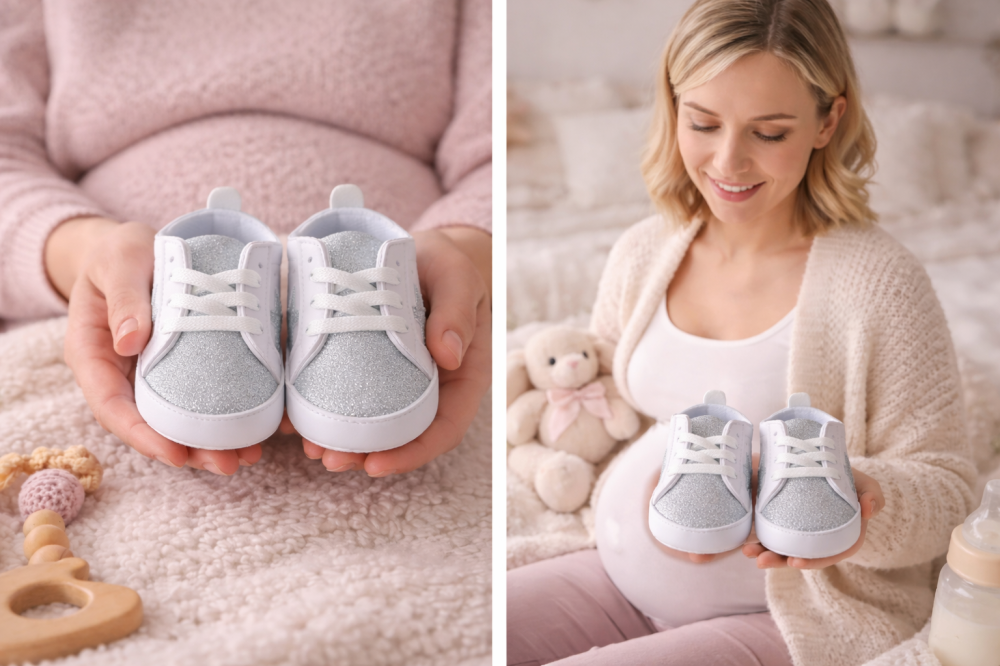 Botosei bebelusi argintii sclipici talpa alba BOAC [4]