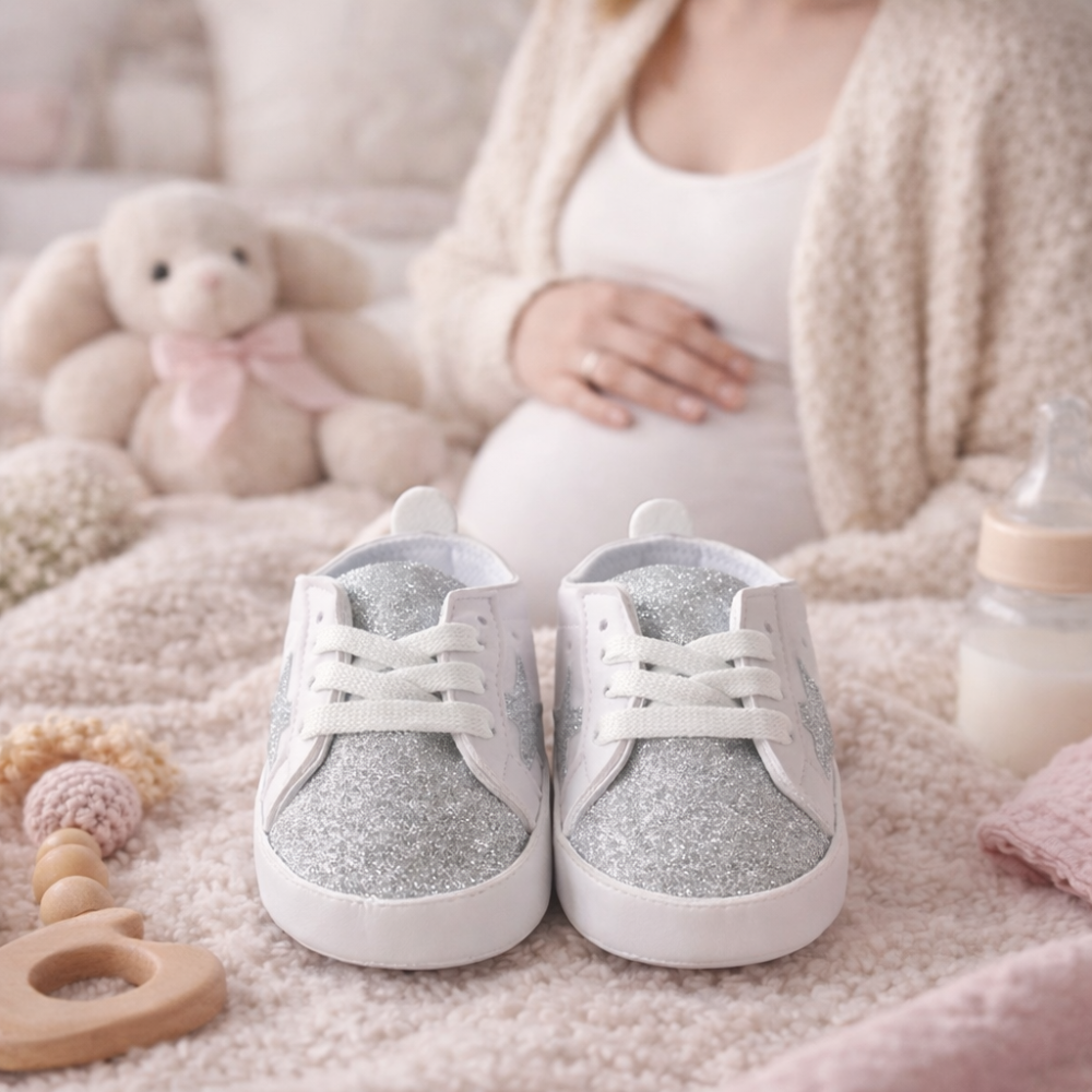 Botosei bebelusi argintii sclipici talpa alba BOAC [2]