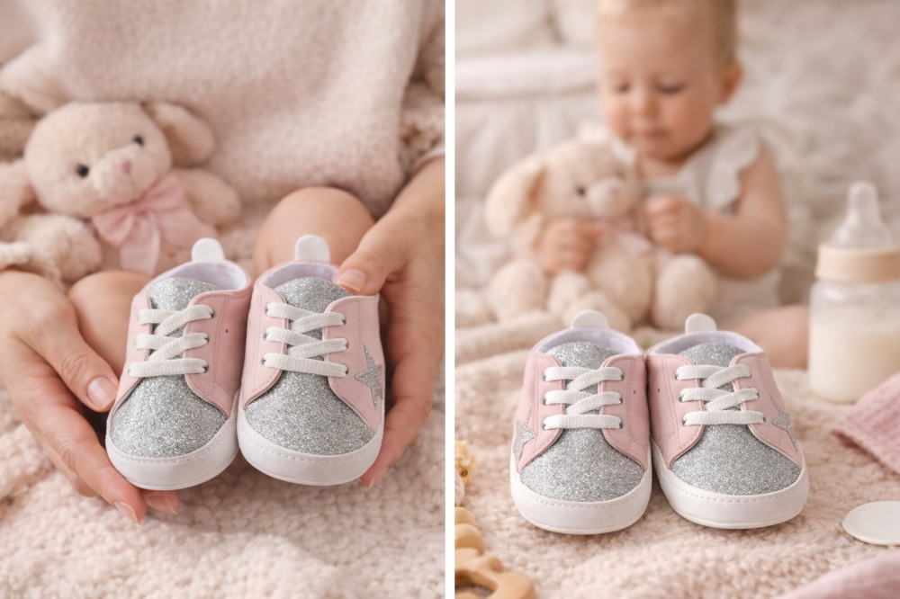 Botosei bebelusi roz sclipici talpa alba BOAC [2]