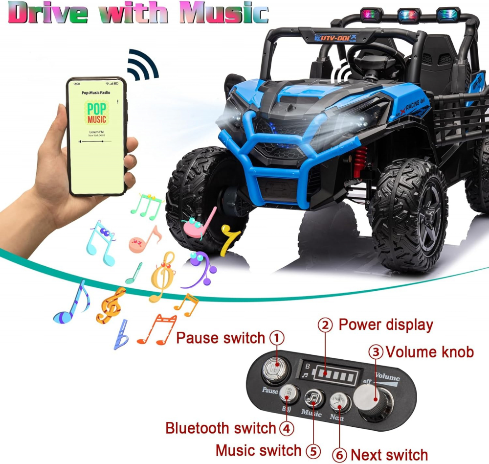 Buggy XXL UTV electric copii 4x4 cu doua locuri si telecomanda [5]