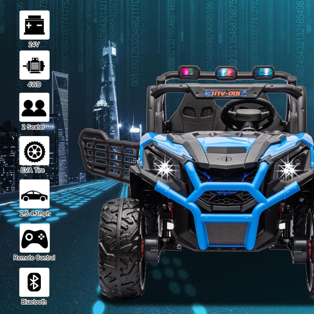Buggy XXL UTV electric copii 4x4 cu doua locuri si telecomanda [13]