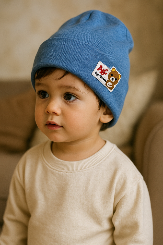 Caciula albastra pentru copii cu aplicatie ursulet ABC – Confort si stil [1]