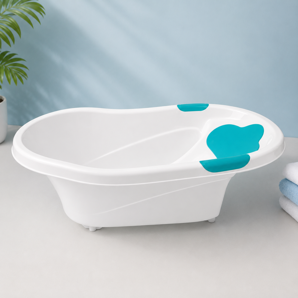 Cadita pentru bebelusi cu suport anatomic albastru 73x43x19 cm [4]