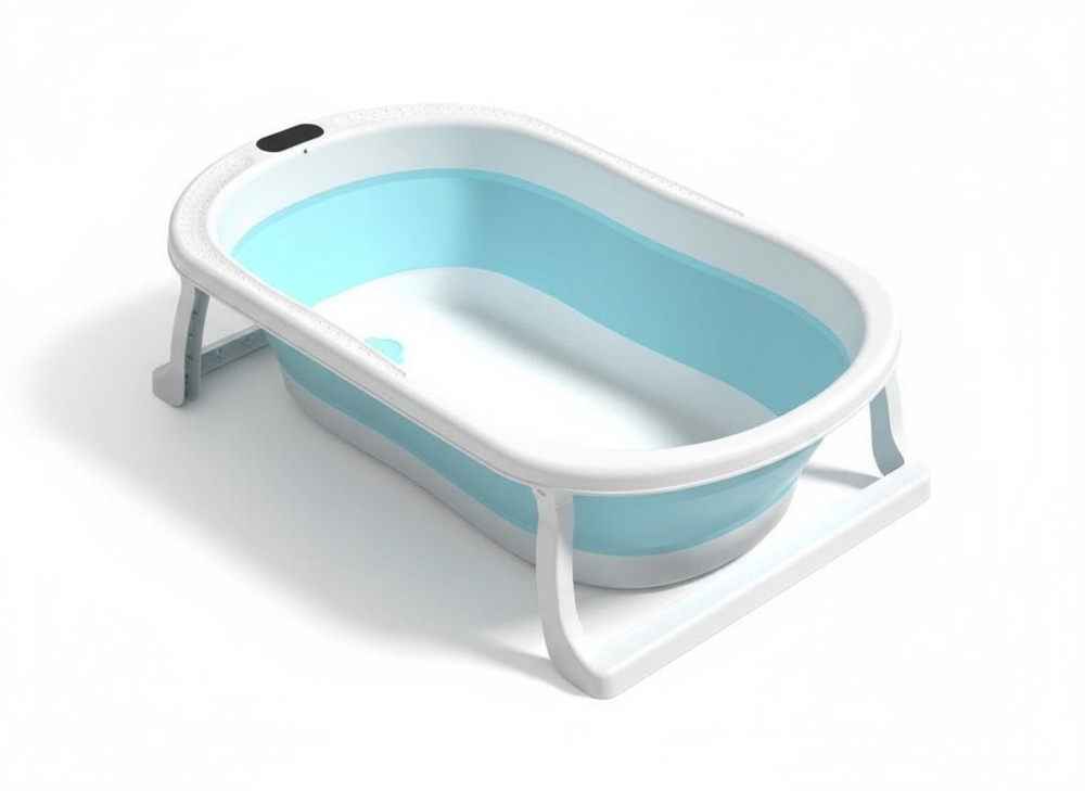 cadita-pliabila-cu-picioare-antialunecare-albastra-Bebelul [5]