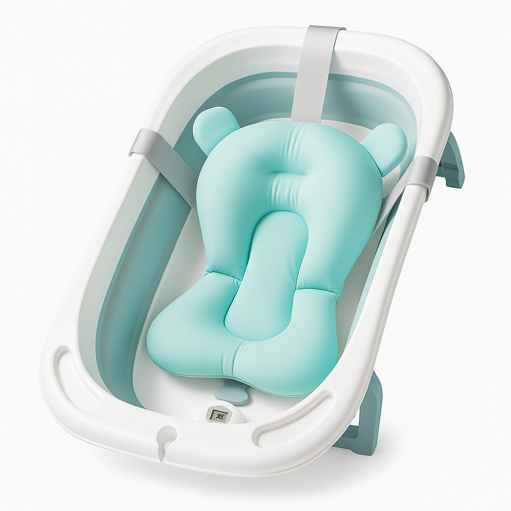 Cadita Pliabila pentru Bebelusi cu Perna si Termometru Digital – Albastru [2]