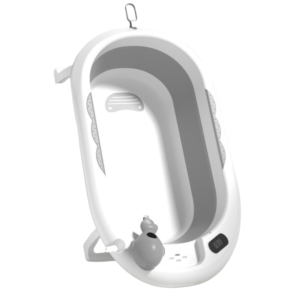 Cadita Pliabila pentru Bebelusi cu Termometru si Salteluta cu Stelute, Gri [3]