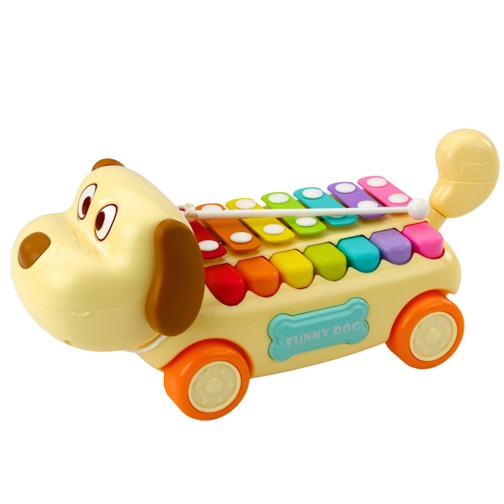 Caine de tras cu chimvale colorate si coada mobila pentru copii 18 luni+ [2]
