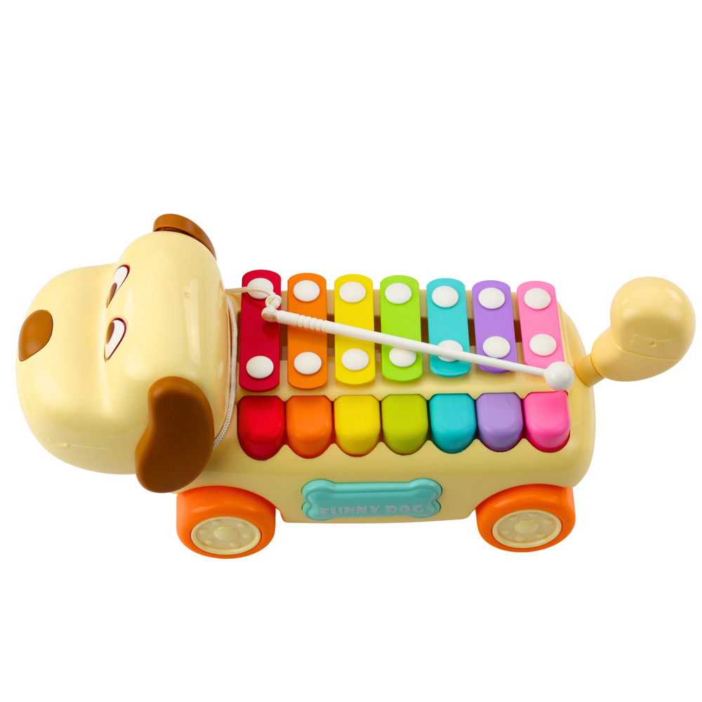 Caine de tras cu chimvale colorate si coada mobila pentru copii 18 luni+ [4]