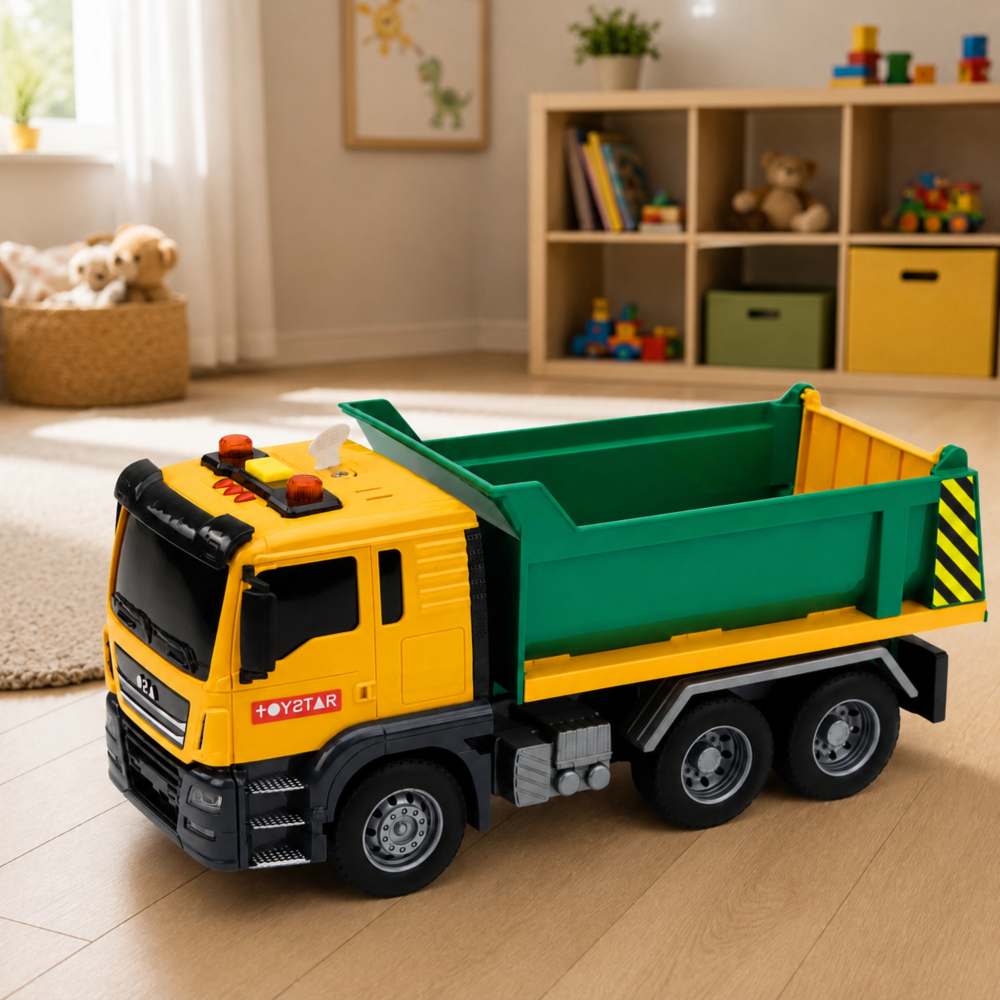 Camion Basculanta LEAN Toys cu Lumini Sunete si Bena Mobila 1:14 Galben 3 ani+ [5]