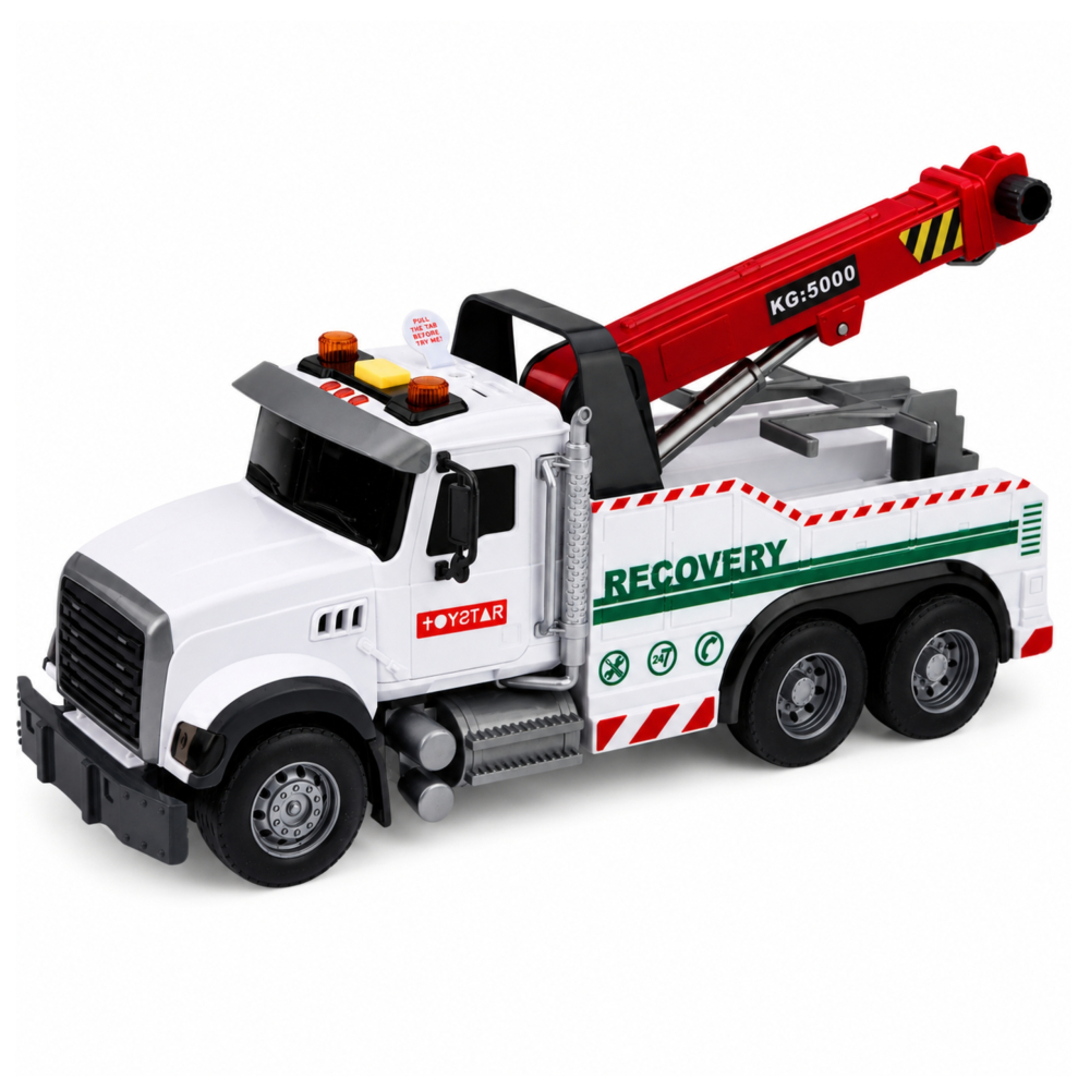 Camion de Constructii cu Macara Reglabila Lumini si Sunete LEAN Toys 1:14, Alb 3 ani+ [3]