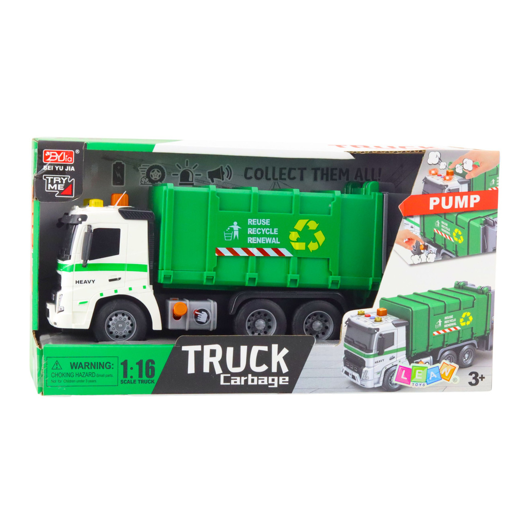 Camion de Gunoi cu Pubela Lumini si Sunete Verde 1:16 [2]