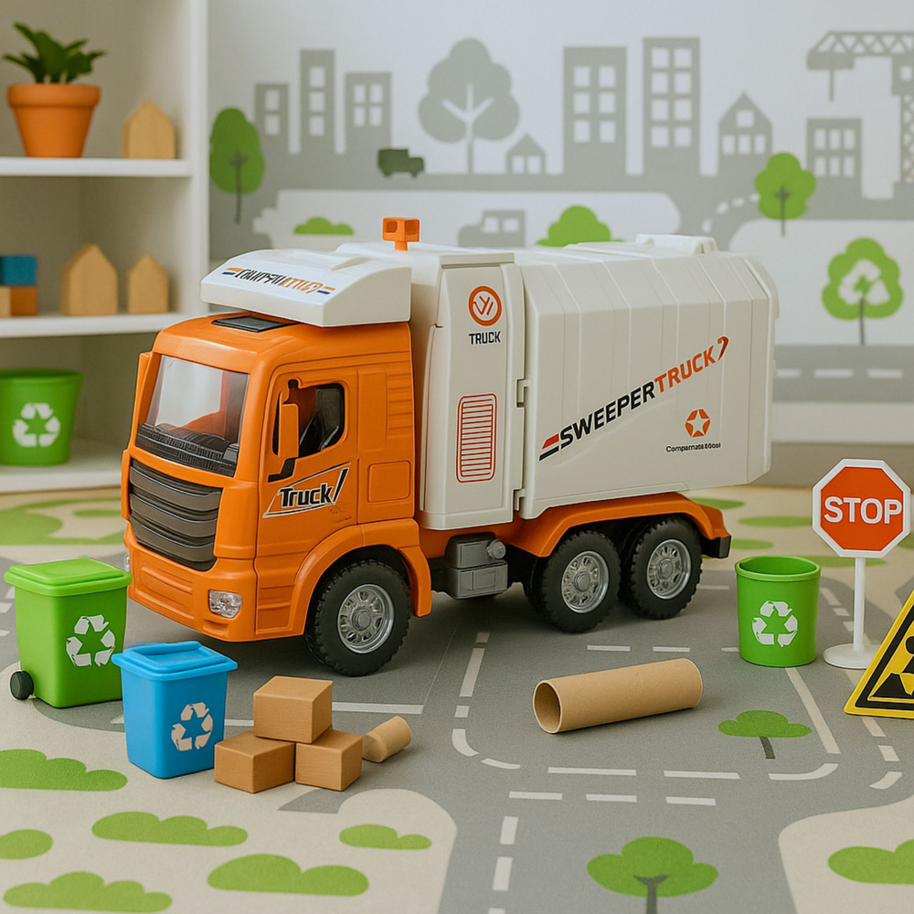 Camion de gunoi oras lumini sunete portocaliu [7]