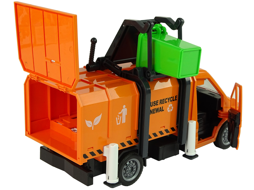 camion-gunoi-portocaliu-sunete-friction-drive-benzi-colectare-Bebelul [5]
