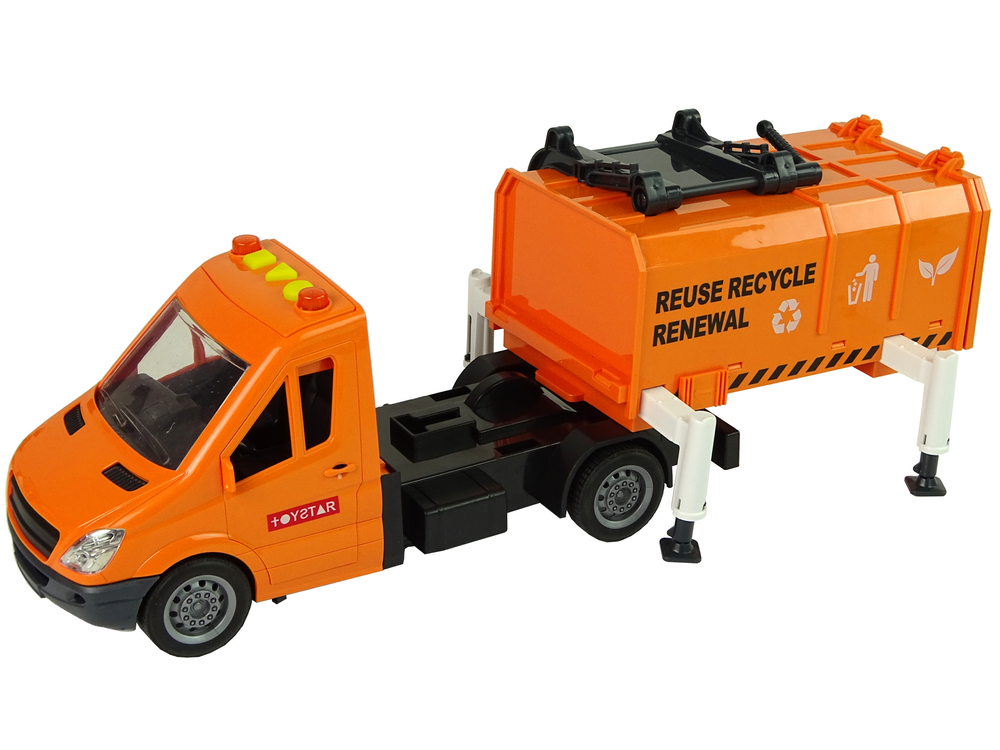 camion-gunoi-portocaliu-sunete-friction-drive-benzi-colectare-Bebelul [4]