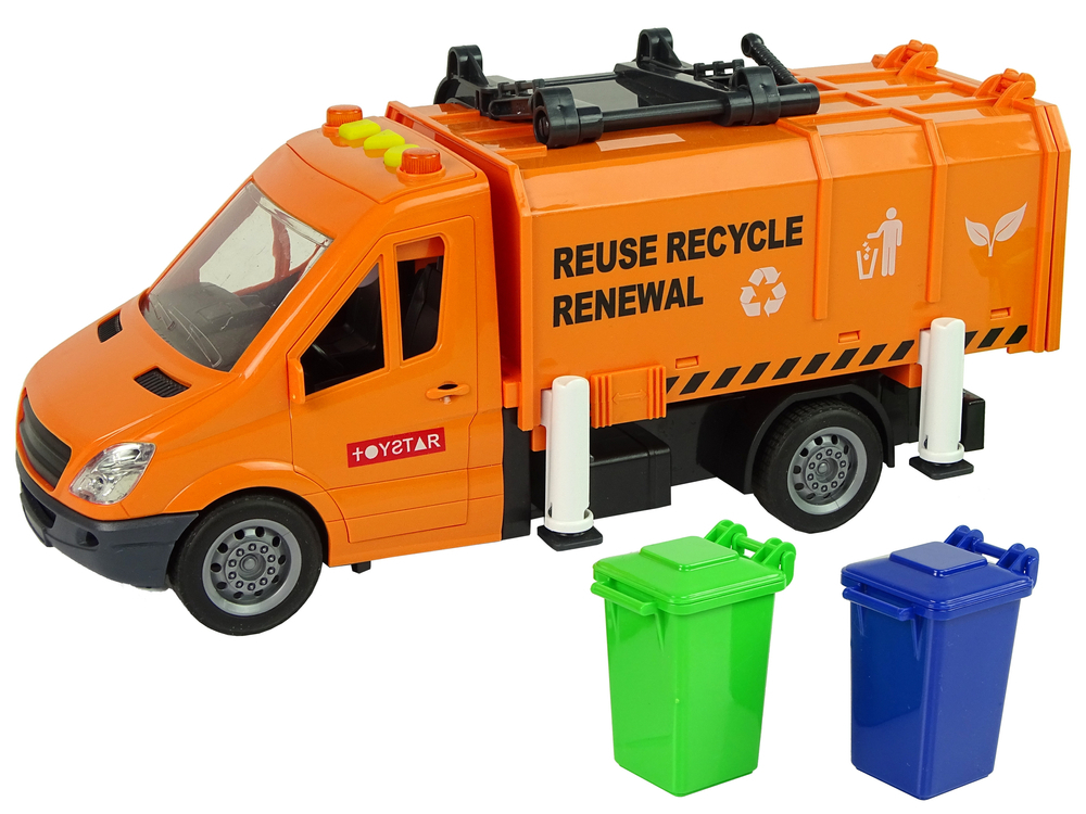 camion-gunoi-portocaliu-sunete-friction-drive-benzi-colectare-Bebelul [2]