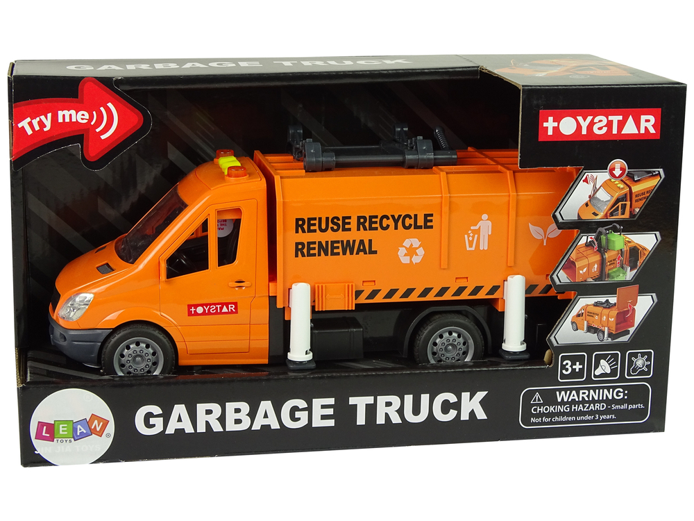 camion-gunoi-portocaliu-sunete-friction-drive-benzi-colectare-Bebelul [6]