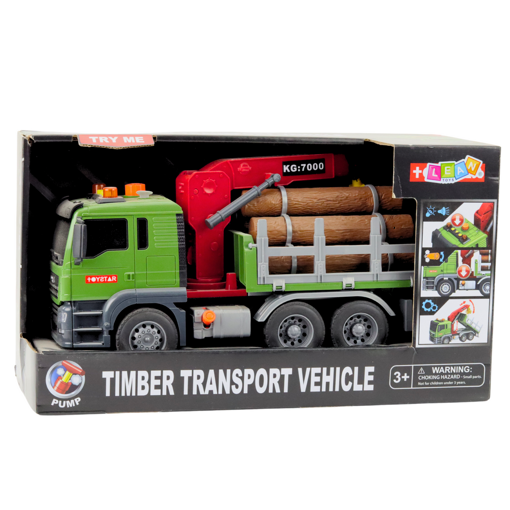 Camion pentru Transport Busteni cu Macara 1:14, Lumini si Sunete, Busteni Inclusi, Baterii Incluse, 3 Ani+ [4]