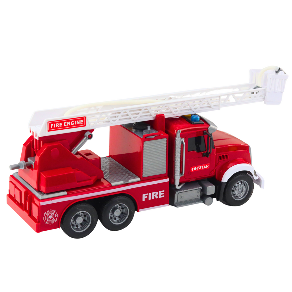Camion pompieri rosu scara mobila lumini sunete functie stropire apa baterii incluse [3]