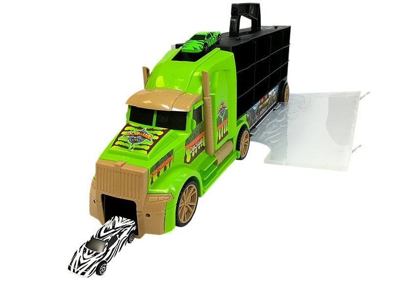 Camion transport dinozauri valiza sortator copii 3+ verde jucarie educativa [5]