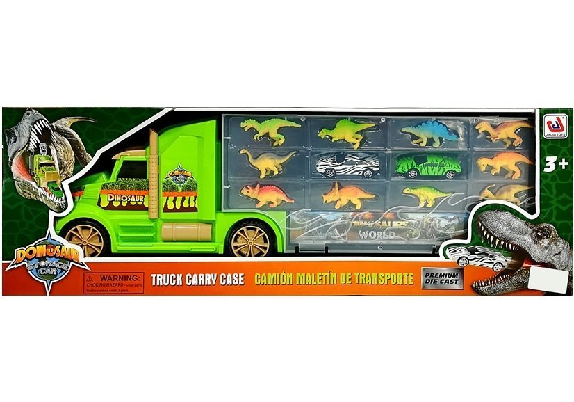 Camion transport dinozauri valiza sortator copii 3+ verde jucarie educativa [2]