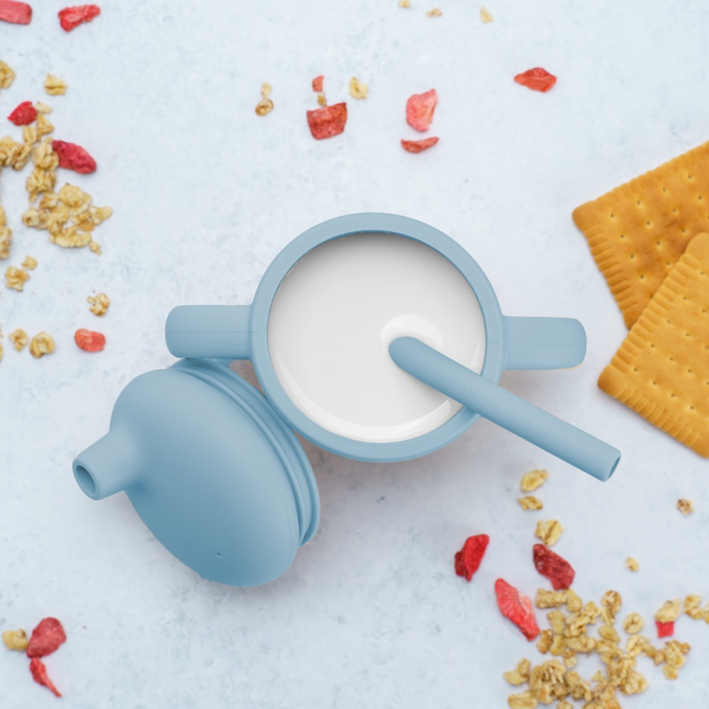Cana din silicon cu pai, AppeKids - Albastru [4]