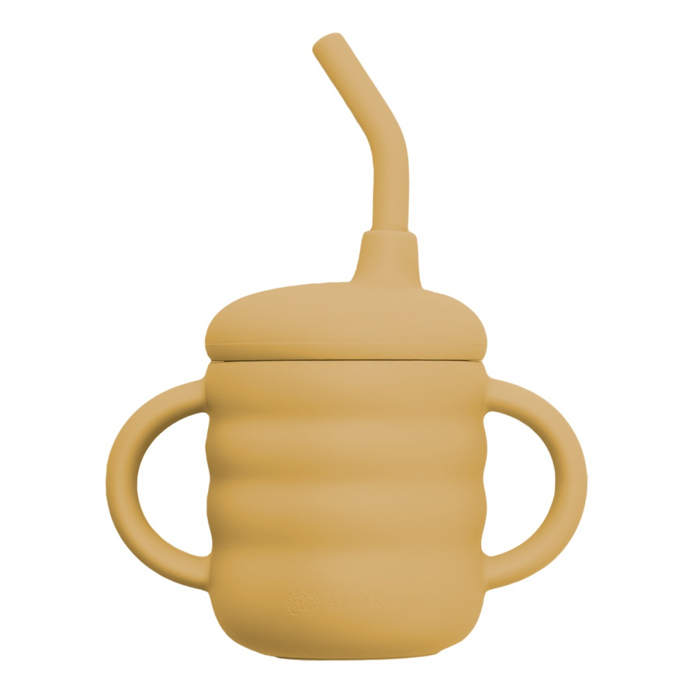 Cana din silicon cu pai, AppeKids - Galben [6]