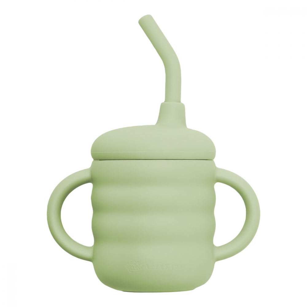 Cana din silicon cu pai, AppeKids - Verde [6]