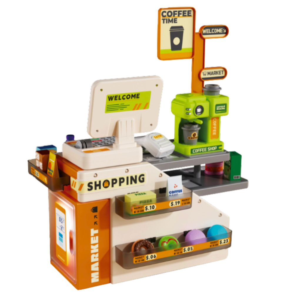 Casa de marcat magazin cafea cu accesorii, lumini si sunete, 70 piese [4]