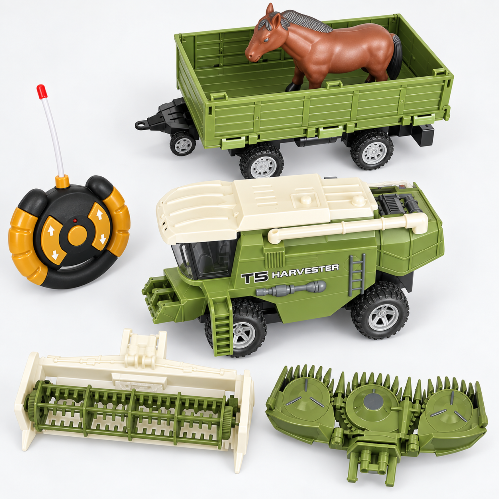 Combina agricola RC T5 Harvester cu remorca si cal, telecomanda, 60x12x24 cm, 3 ani+ [7]