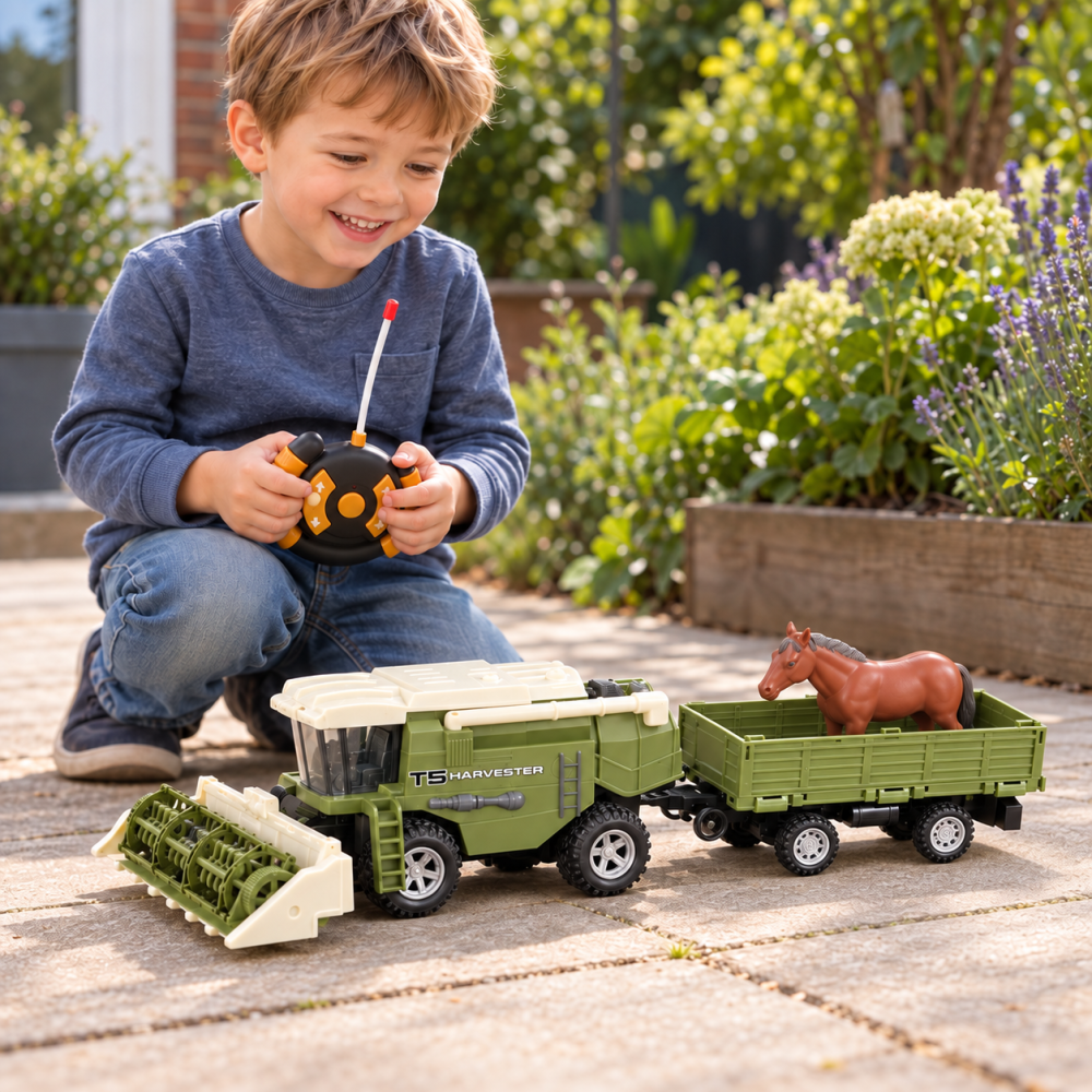 Combina agricola RC T5 Harvester cu remorca si cal, telecomanda, 60x12x24 cm, 3 ani+ [4]