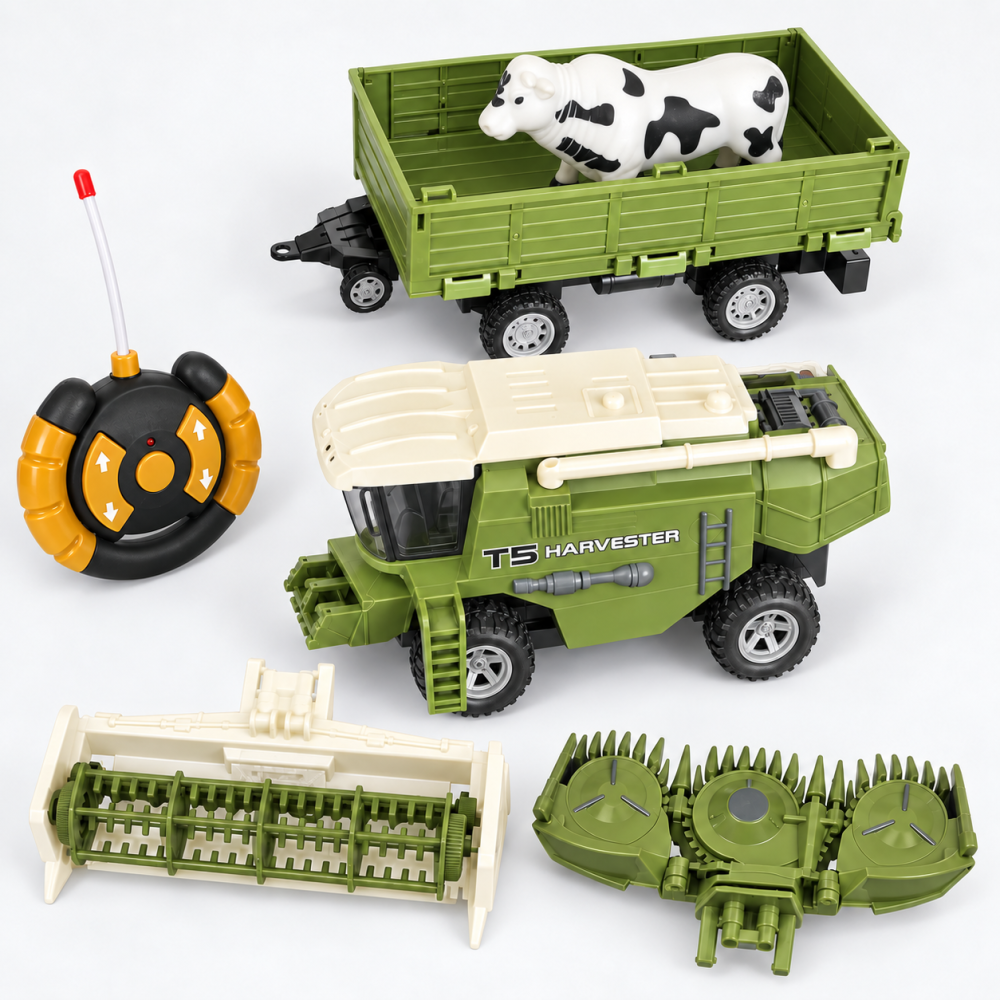 Combina agricola RC T5 Harvester cu remorca si vacuta, telecomanda, 60x12x24 cm, 3 ani+ [8]