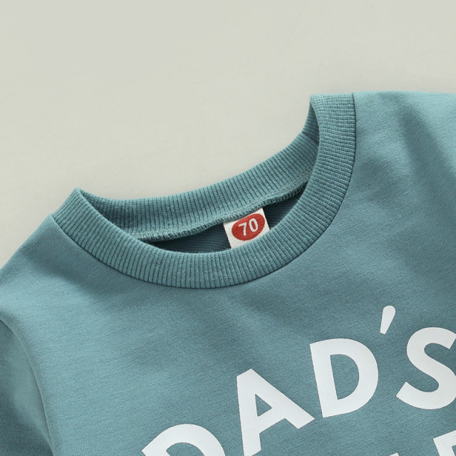 Compleu cu bluzita albastra pentru baietei - Dad's little dude [3]