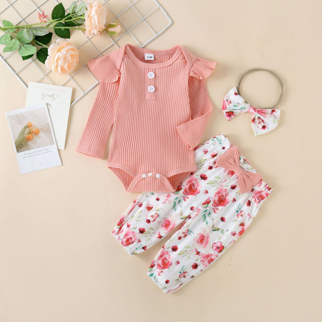Compleu pentru fetite cu body roz somon - Sunny [1]