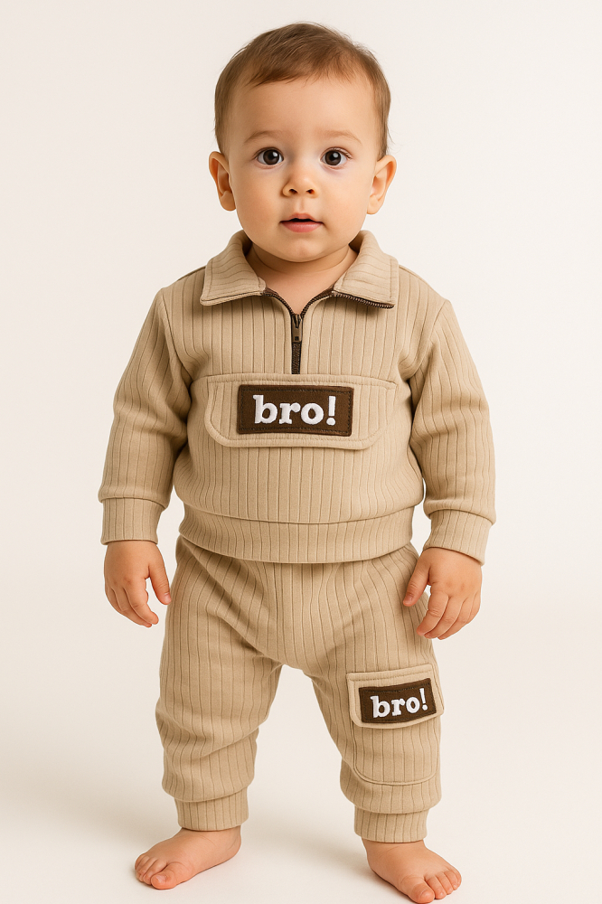 Costum din Bumbac 100% pentru Bebeluși - BRO Brown [2]