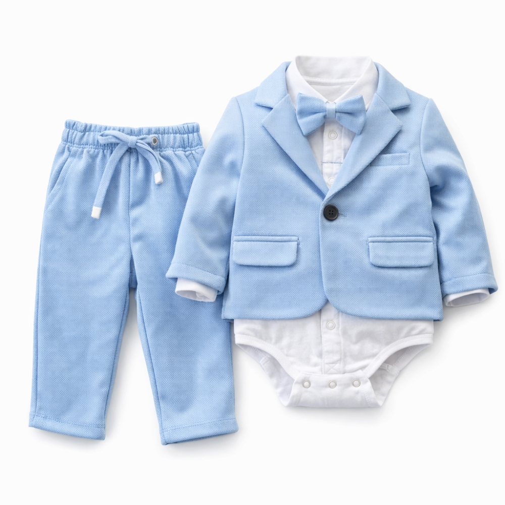 Costum elegant bebe albastru deschis baieti Terry [5]