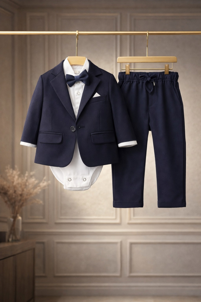 Costum elegant bebe albastru inchis baieti Terry [4]