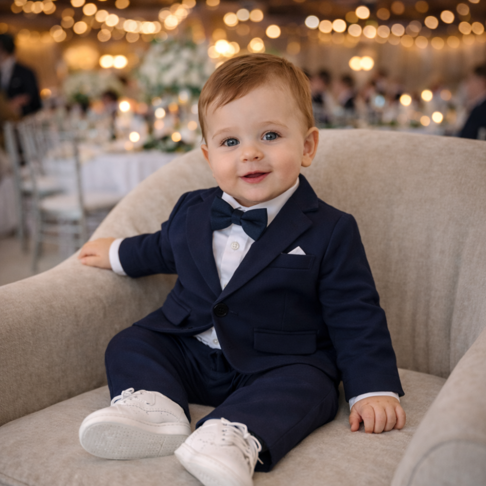 Costum elegant bebe albastru inchis baieti Terry [5]