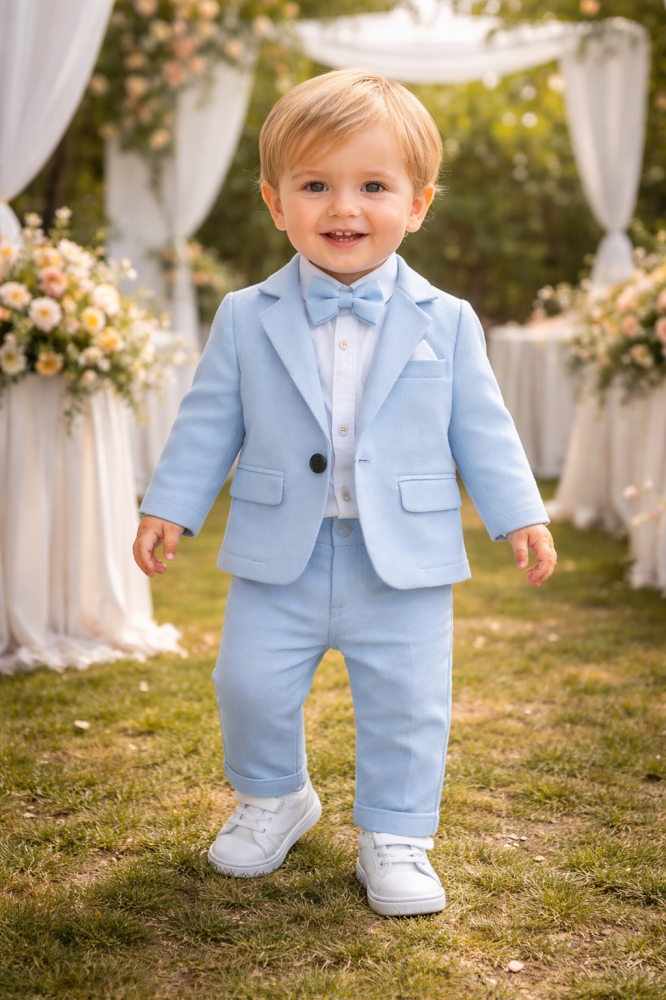 Costum elegant bebe albastru deschis baieti Terry [2]