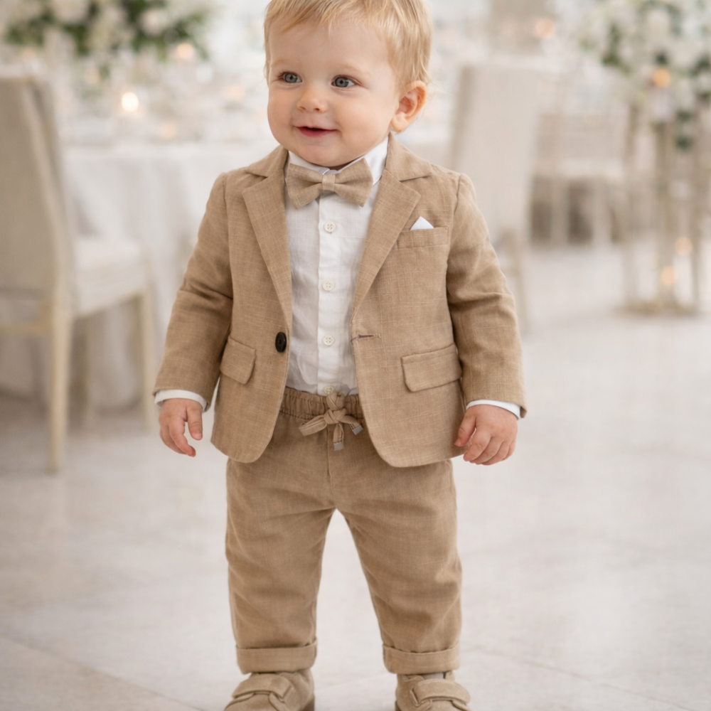 Costum elegant bebe bej baieti Terry [2]