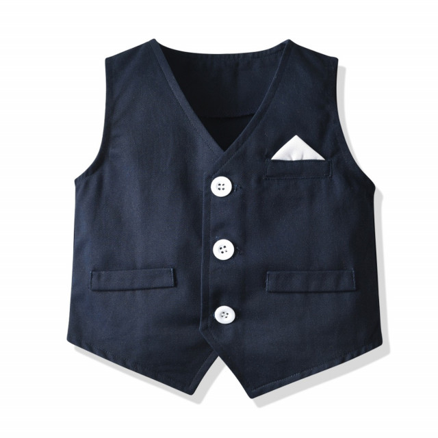 Costum elegant bleumarine cu vestuta si papion [7]